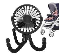Stroller Cooling Fan - Tripod Clamp Fan with Clip, Battery Operated Cooling Device, Rechargeable Air Circulator with Flexible Neck, Wind System, Handheld Fan for