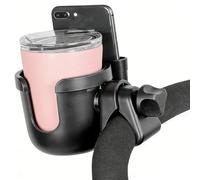 Stroller Cup Holder Expander with Phone Holder, 2-in-1 Cup Holder Phone Holder for Car Walker Bike Wheelchair Stroller, 360° Rotating Bike Water Bottle Holder Compatible with 32/40/46 Yeti Big Cup