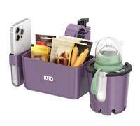 Stroller Cup Holder with Snack Tray, 3-in-1 Universal Stroller Tray with & Phone Holder, Removable Drink Holder, 360 Rotation Attachment for Uppababy, Nuna (Purple)