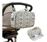 Stroller Diaper Bag 11x4x7.5" Multi-Pocket Small Diaper Bag with Tote & Shoulder Strap Zipper Closure Waterproof Polyester for New Parents, Rectangular Pattern Stroller