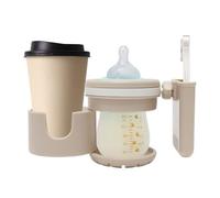 Stroller Drinks Holder - Double Cup Carrier Phone Mount | 360° Rotating Anti Slip Clamp | Pushchair Wheelchair Bicycle Scooter Walker Beverage Organizer Accessory