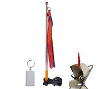 Stroller Flag with Clip, 360° Swivel Stroller Identifier Sign, Telescopic Rod with Colorful Ribbons for Baby Stroller, Wheelchair, Shopping Cart, in Amusement Park, Theme Park Spotter