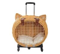 Stroller for Dogs Rattan Dog Carriage Cat Strollers with Wheels Retro Cart with Telescopic Handle for Medium Animal Carrying Daily Walks Shopping Travel Picnic Camping Outdoor