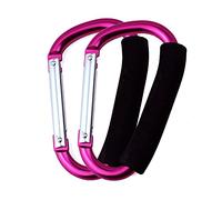 Stroller Hooks by Baby,2 pcs Carabiner Stroller Hook Organizer for Hanging Purses, Diaper Bag, Shopping Bags. Clip Fits Single/Twin Travel Systems, Car Seats and Joggers (Rose Red)