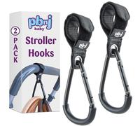 Stroller Hooks for Hanging Diaper Bags - Mommy Stroller Clip and Stroller Accessories Organizer Hook - Large Carabiner Clips for Mom Purse Shopping Grocery Bag and Accessory - (2 Pack) (Clips)