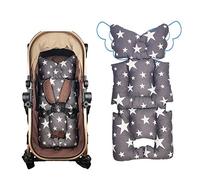 Stroller liner insert Car Seat Liner cover, infant reversible cotton newborn cushion pad universal for baby carrier pram, thick padding, non slip, by DODO NICI grey star