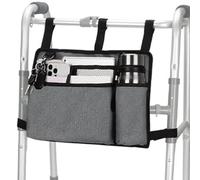 Stroller Organizer Bag, Wheelchair Bags for Back,Multi-Pocket Stroller Organizer Bag - Wheelchair Side Bag with Cup Holder for Wheelchairs,Walker, grey, Se référer au descriptif, Refer to description