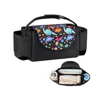 Stroller Organizer, Portable Stroller Pouch, 8.27x4.72x4.72 Inches Multi-Pocket Bag with Cup Holder, Strong Straps, Detachable Strollers Caddy for Daily, Tissue, Diaper and Milk Bottle Use