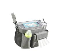 Stroller Organizer with Milk Bottle Holders, Stroller Caddy Bag Accessories,Durable Mommy Bag Baby Shower Gifts (Gray,L30xW16xH19cmL11.8”×W6.3”×H7.5”)