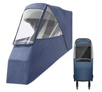 Stroller Rain Cover, Universal Pram Rain Cover with Clear Air Ventilation Window, Waterproof and Windproof Weather Shield Protector Stroller Cover Stroller Winter Cover Rain Cover for Stroller Blue