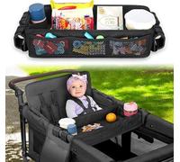 Stroller Snack Tray Attachment - Stroller Snack Tray for WagonW4 Accessories - Stroller Caddy Organizer, Easy to Clean Stroller WagonW4 Snack Tray with Cup Holder