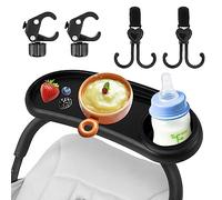 Stroller Snack Tray with Cup Holder, Universal Removable Child Snack Tray with Adjustable Buckle and Hooks, Reusable Stroller Snacks Holder for Strollers(with hook)