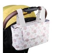 Stroller Storage Bag, Portable Caddy Organizer, Baby Stroller Accessory with Multiple Pocket, Multifunctional Diaper and Bottle Holder 12.6x7.48x5.12 Inches for Toddler, White Pink