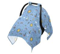 Stroller Sun Shade Cover Black Out Net Cover,Protects from Dust and Snow Hand-Drawn Neon Sky Blue Ocean