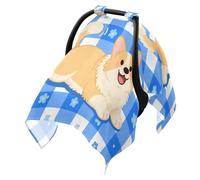 Stroller Sun Shade Cover Breathable Stroller Net, Travel Accessories Cartoon Dog Blue White Grid