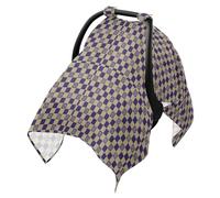 Stroller Sun Shade Cover Fit Car Seat Net,Travel Accessories Buffalo Plaid Ivory Blue Flower