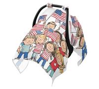 Stroller Sun Shade Cover Windproof Bug Net Cover,Protects from Snow Kids Waving Small Flags
