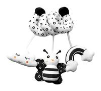 Stroller Toys, Baby Spiral Stretch Plush Carseat Toys Hanging with Beepers and Rattle Engaging Educational Infant Black and White Baby for Strollers and Cribs