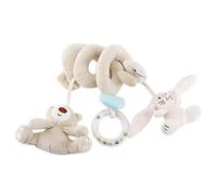Strollers and Crib Cartoon Plush Spiraled Wrap Toy with Auditory Stimulating Rattle and Rings Box for Travel and Home Sensory Development Toy