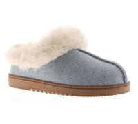 Strollers Luxurious Ladies' Step-In Mule Warm Slippers for women - Ultra-Soft Faux Fur & Fleece Lined - Warm Cushioned Insole House Shoes - Non-Slip TPR Sole Blue 4 UK