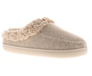 Strollers Womens Faux Wool Slippers Warm Borg Fleece Lined Cosy Slip On Moccasin House Shoes with Sturdy Non Slip TPR Rubber Like Outsole Beige 7 UK