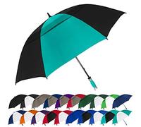 StrombergBrand 'The Vented Typhoon Tamer' 62" Golf Umbrella - Wind Resistant, Teal Blue/Black