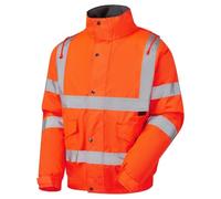 Stromway Mens Waterproof Two Tone Bomber Jacket Hi Vis Visibility Hi Vis Standard Safety Work Wear Orange XXXX-Large