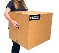 Strong 2 Large Cardboard Boxes 116L | Packing Boxes For Moving House 55 x 46 x 46 cm with Carrying Handles Single Walled For Strength & Durability | Perfect For organizing, Storing and Shipping