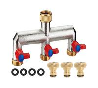Strong 3/4 Threaded Brass Water Divider Valves Erosion Resistant Valves for Washing Machine Hose & Outdoor Plumbing Triple Outlet Garden Hose Brass Connector
