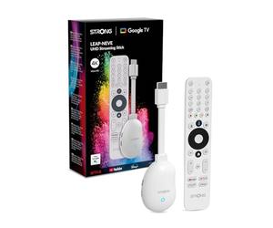 Strong - 4K UHD Android TV Streaming Box - Leap-Neve - Google TV HDMI-Stick - Wi-Fi 6 - Chromecast Built-In - Compatible with Google Voice Control - Dolby Vision-Atmos - White