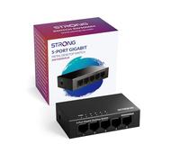 STRONG SW5000MUK 5-Port Desktop/Wallmount Gigabit Ethernet Switch/Hub, Plug and Play, Metal Case, Black