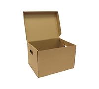 Strong A4 Archive Cardboard Storage Filing Boxes With Hinged Lid Flatpacked Document File Folder Packaging Office Supplies Size 15" x 12" x 9" (10)