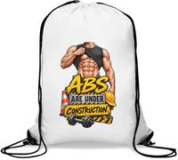 Strong Abs Are Always Under Construction Gym Sack Casual Drawstring Bag White