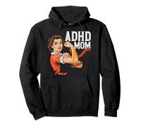 Strong ADHD Mom Woman Orange Ribbon Awareness Mother Pullover Hoodie