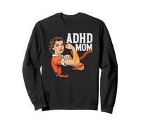Strong ADHD Mom Woman Orange Ribbon Awareness Mother Sweatshirt