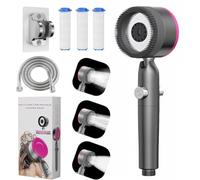 Strong Adhesive and Waterproof Shower Head, Adjustable Handheld Shower Wall Mount Shower Bracket，Universal ABS ShowerHEAD Chrome Plated No Drilling for Home Hotel Bathroom,Silver