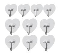 Strong Adhesive Hook | Transparent Heart Shaped Hanger | 10 Pieces for Loads Self Adhesive Hooks for Kitchen, Bathroom, Doors, Shower, Keys, Towels, Organization at the But