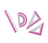 Strong Aluminum Ruler Set 1 Straight 2 Triangles 1 Protractor School Homework Art Projects Measure for Kids Adults Aluminum Ruler Set