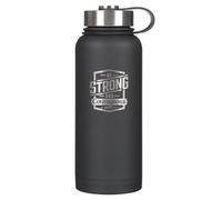 Strong and Courageous Black Stainless Steel Water Bottle - Joshua 1:9