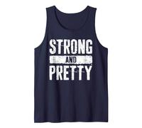 Strong and Pretty Shirt Men Women Strongman Gym Workout Tank Top, Men, Navy Blue, Small