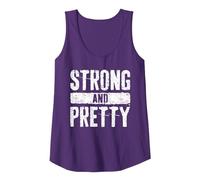 Strong and Pretty Shirt Men Women Strongman Gym Workout Tank Top, Women, Purple, Medium