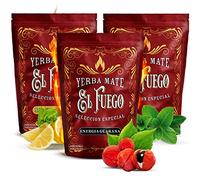 Strong and simulating yerba mate set | Yerba mate classic and with additives | El Fuego Energia Guarana, Menta Limon, Elaborada | Paraguayan yerba mate 1500g