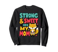 Strong and Sweet Like My Mom Mother's Day Cute Fox Kids Sweatshirt