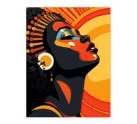 Strong Artwork Of Black Woman Sun Worship Extra Large XL Unframed Wall Art Poster Print Artery8 Multi W24 inch x H32 inch
