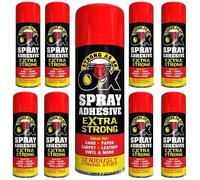 Strong As An Ox Extra Strong Adhesive Spray Glue for Paper Carpet Card, 500ml, 9 Pack