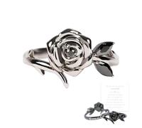 Strong As F*ck Black Rose Self-Love Ring, Dainty Women Black Rose Flower Ring, Blooming From Darkness Flower Creative Inspirational Jewelry, Gifts for Friends Besties (7)