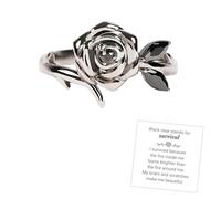 Strong As F*ck Black Rose Self-Love Ring, Strong As Fuck Engraving Motivational Rose Rings, Burned and Survived Flower Black Ring, Self Love Inspirational Jewelry Gifts for Women (6)