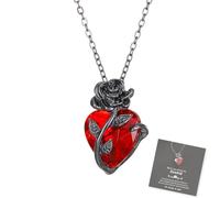 Strong As Fuck Black Rose Heart Necklace, Gothic Rose Heart Pendant Necklace, I’m Strong As Fuck Vintage Punk Flowers Pendant, Elegant Jewelry Gifts for Women (Black)