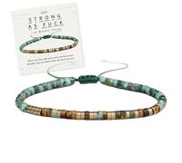 Strong As Fuck Morse Code Motivational Bracelet for Women, Tiger Eye Turquoise Morse Code Bead Wrap Bracelet, Hidden Message Inspirational Healing Bracelets Jewelry