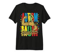 Strong Autism Mom Retro Flexing Woman Puzzle Piece Awareness Premium T-Shirt